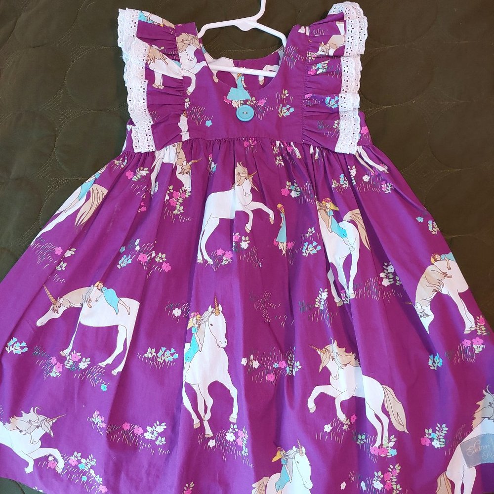 Purple unicorn dress girls size 5-6